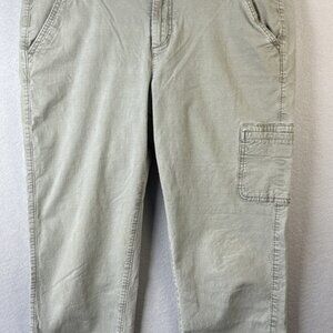 Eddie Bauer Capri Cargo Pants Women's Size 14 Green Performance Flex Hiking Work